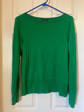 Halogen Bright Green Ribbed Crewneck Sweater